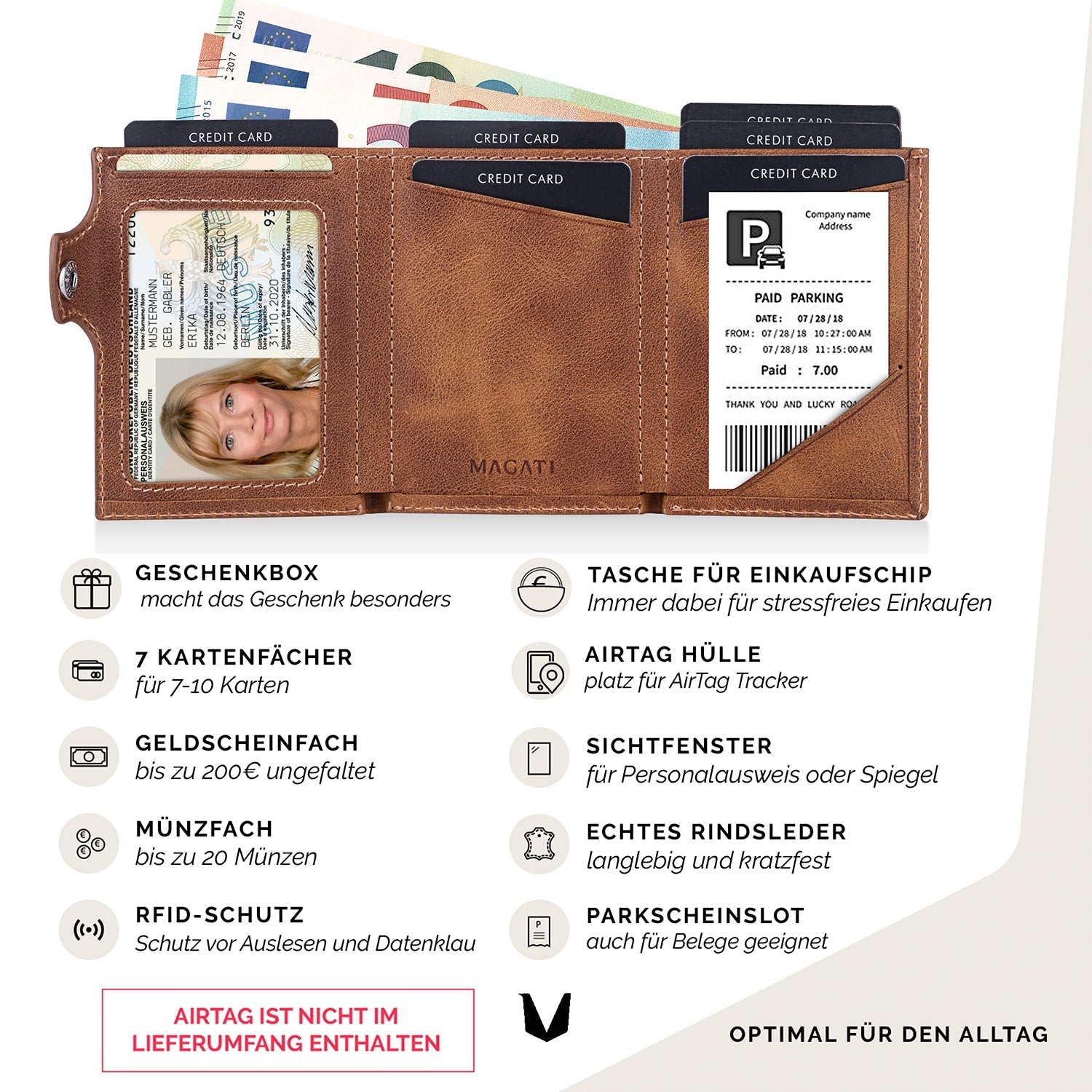 Trifold Wallet il Santo mit AirTag Hülle - MAGATI
